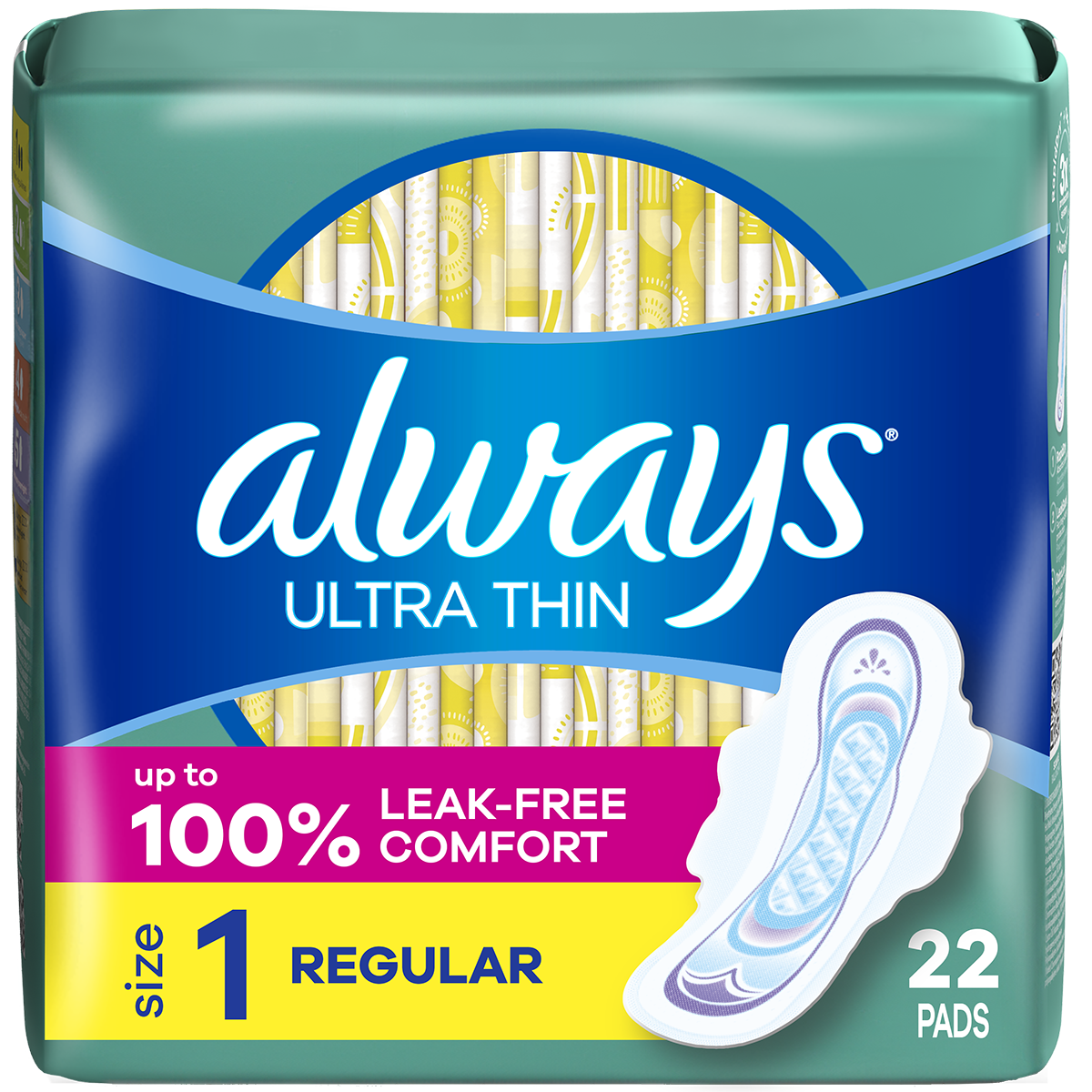 Regular Absorbency Feminine Pads for Women, Ultra Thin with Flexi-Wings