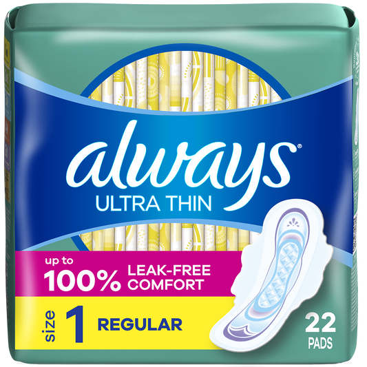 Regular Absorbency Feminine Pads for Women, Ultra Thin with Flexi-Wings