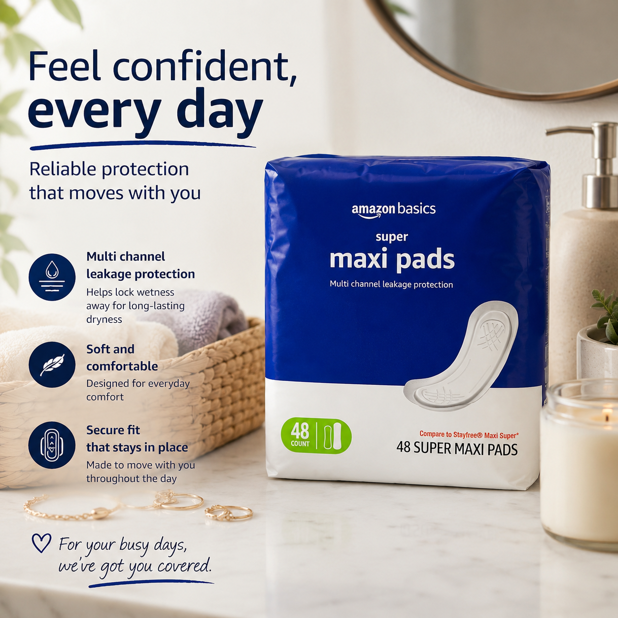 Maxi Pads For Periods- Thick, Super Absorbency