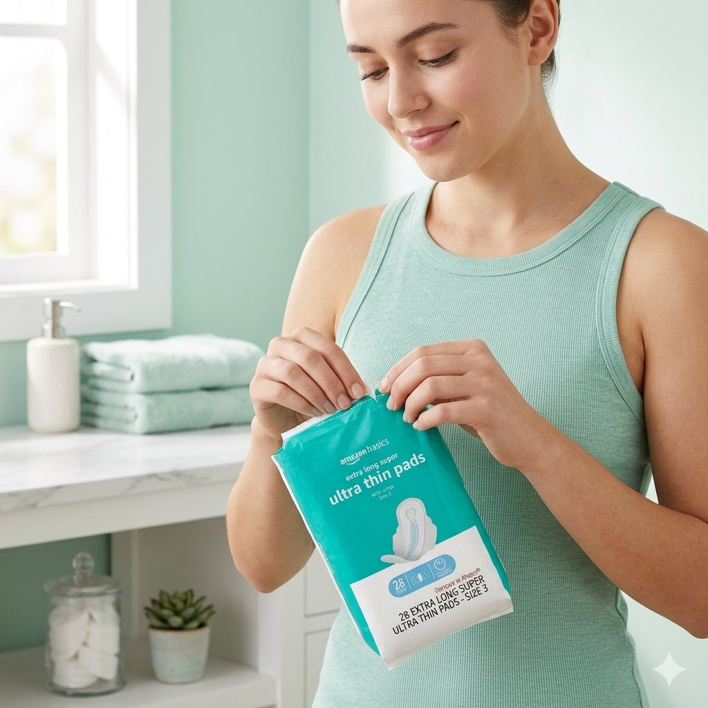Ultra Thin Pads with Flexi-Wings for Periods, Extra Long Length, Super Absorbency