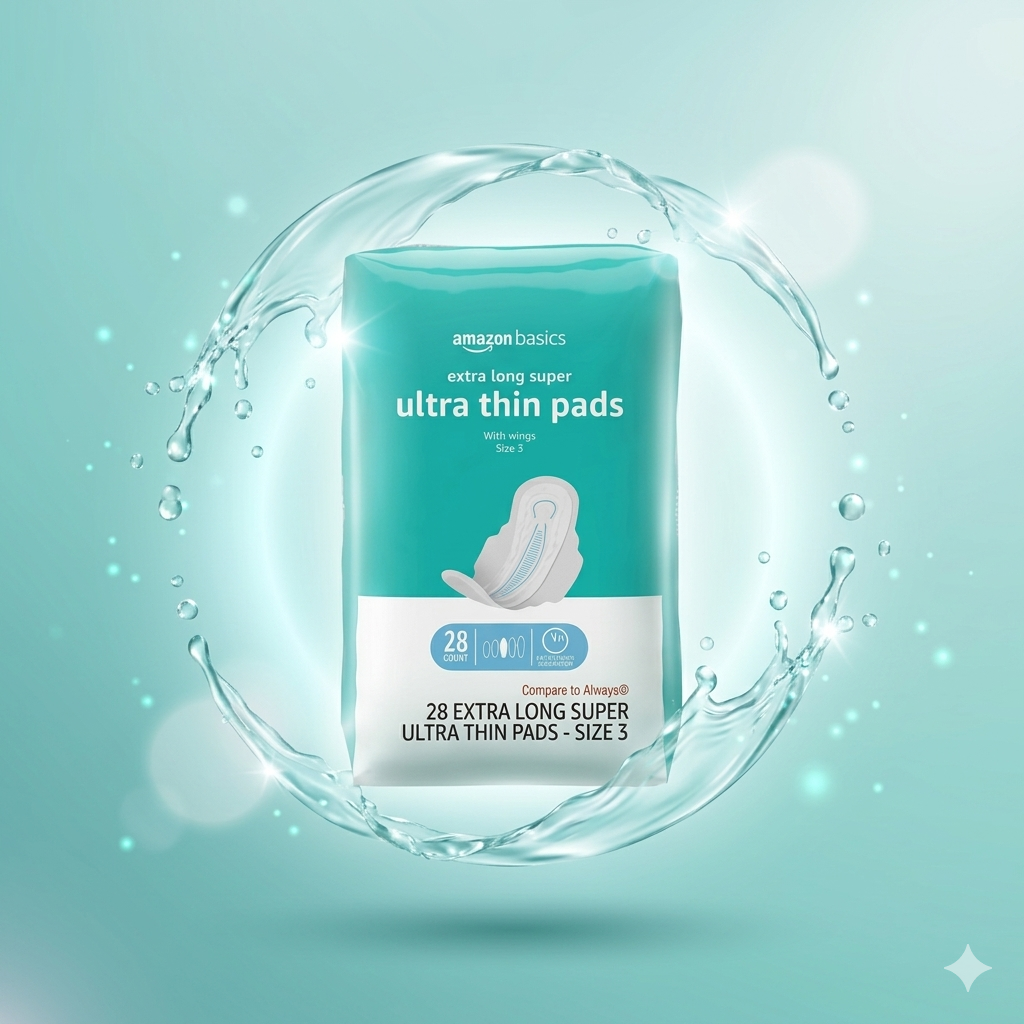 Ultra Thin Pads with Flexi-Wings for Periods, Extra Long Length, Super Absorbency