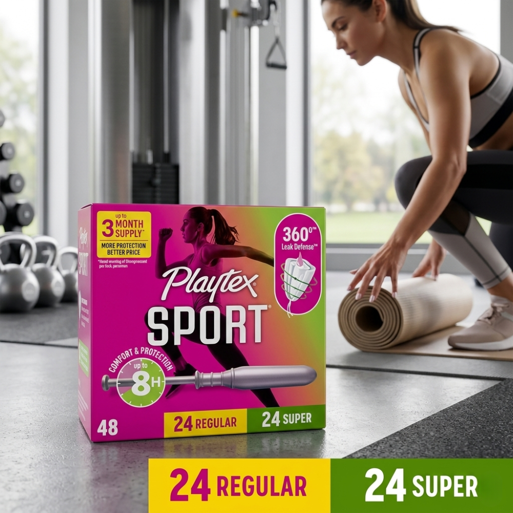 Playtex Sport Tampons Feminine Care with 360 Leak Defense