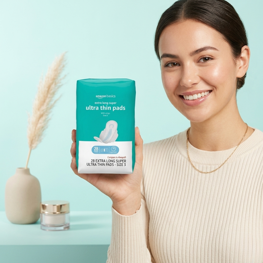 Ultra Thin Pads with Flexi-Wings for Periods, Extra Long Length, Super Absorbency