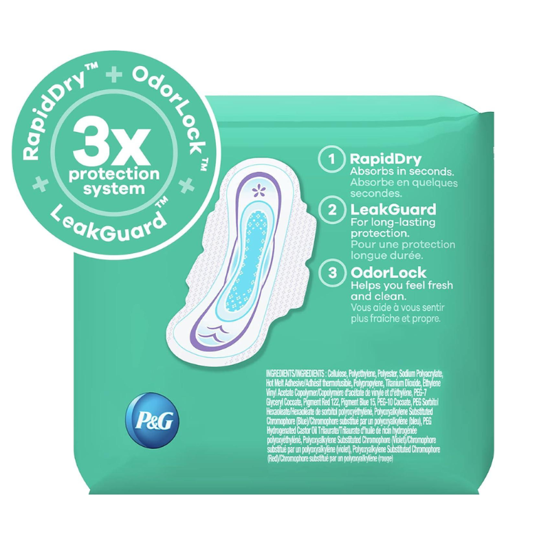 Regular Absorbency Feminine Pads for Women, Ultra Thin with Flexi-Wings